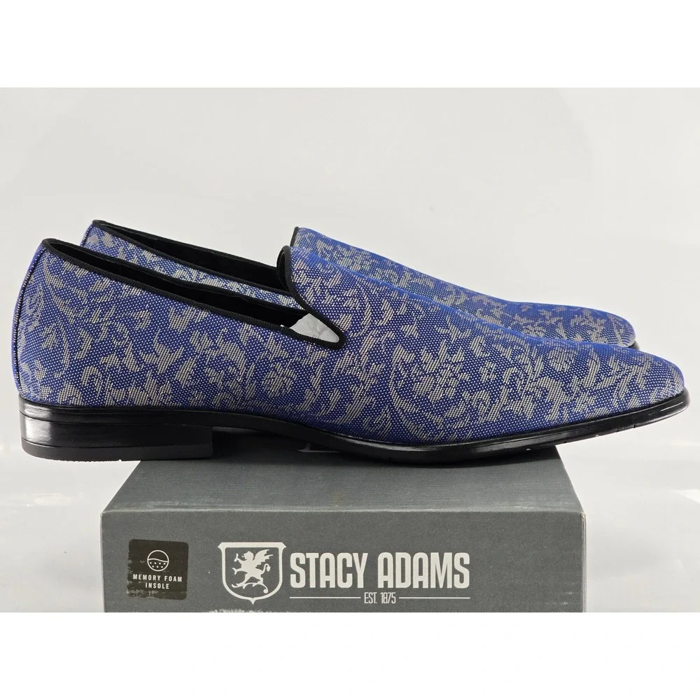 Stacy Adams Savino Loafers Mens Size 12 Blue Multi Paisley Floral Slip On - New
